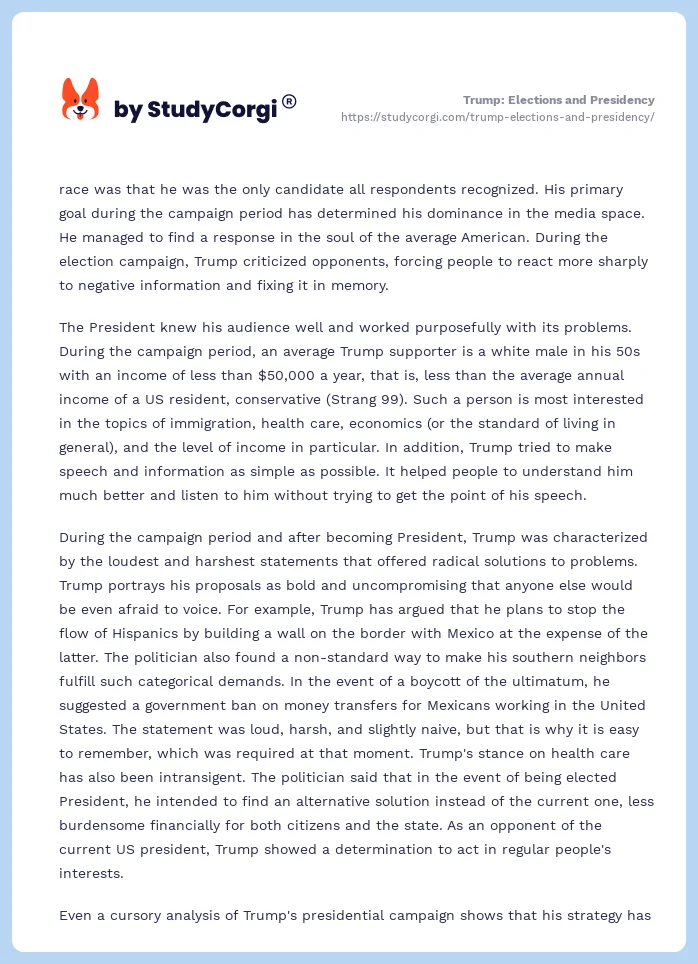 Trump: Elections and Presidency. Page 2