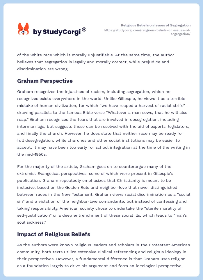 Religious Beliefs on Issues of Segregation. Page 2