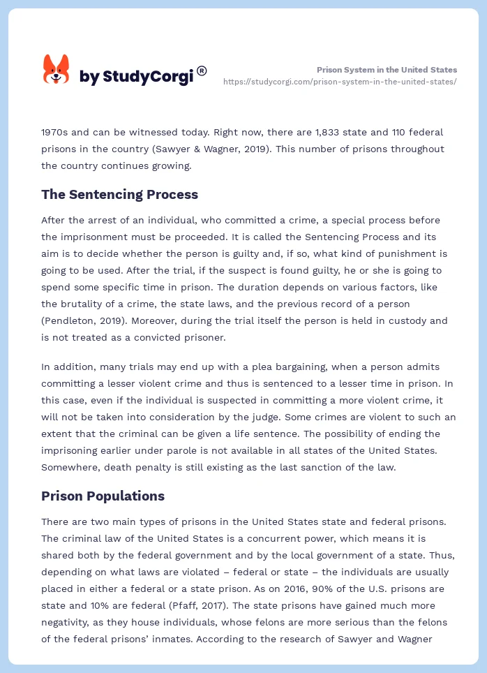 Prison System in the United States. Page 2