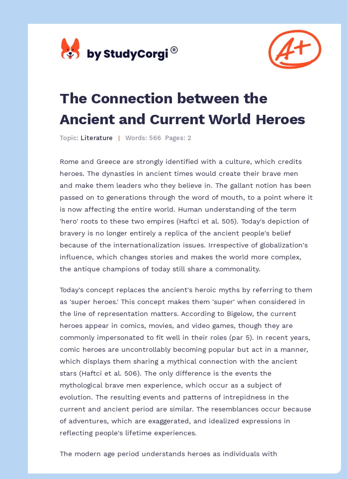 The Connection between the Ancient and Current World Heroes. Page 1
