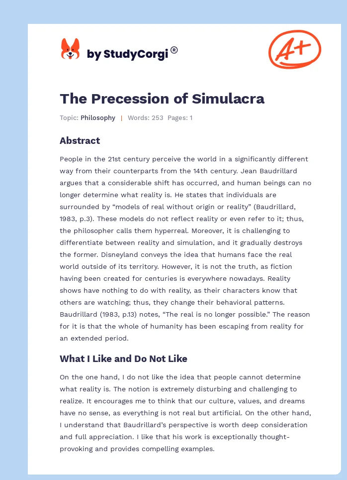 The Precession of Simulacra. Page 1