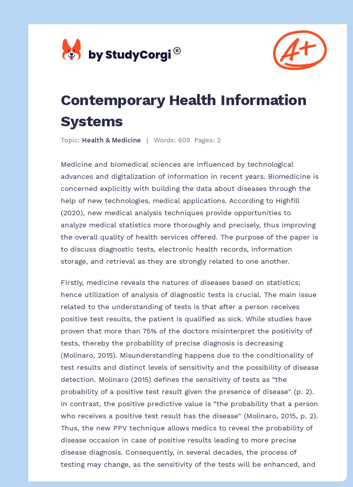 Contemporary Health Information Systems. Page 1