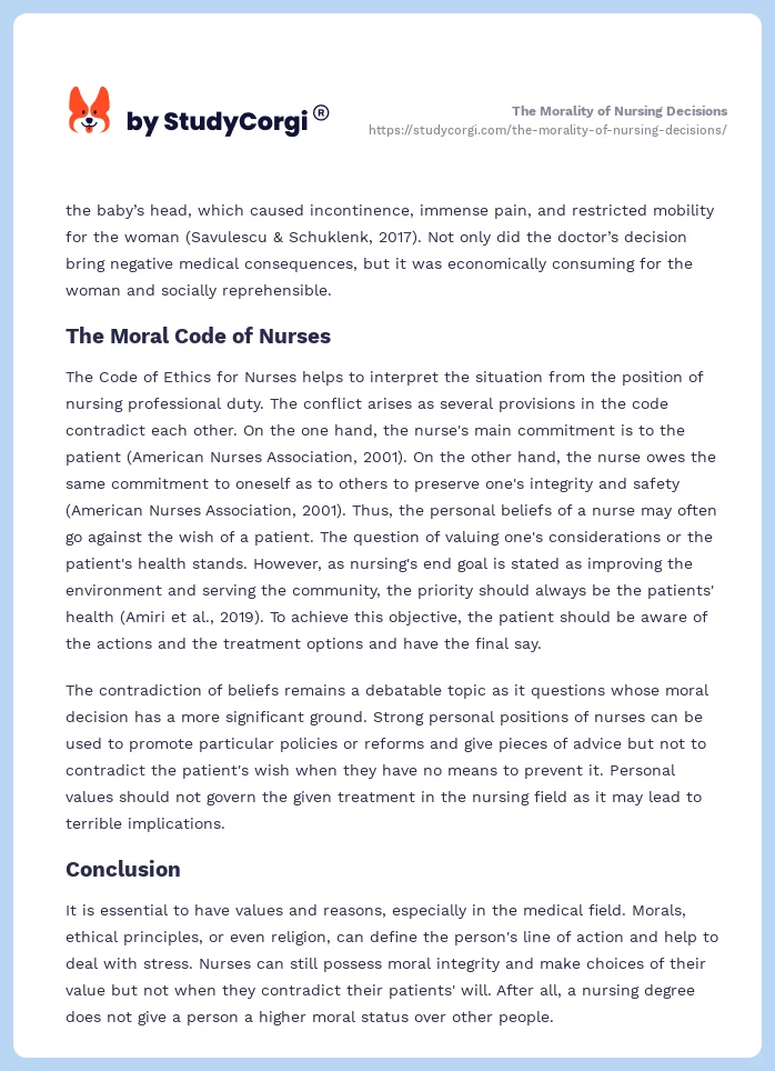 The Morality of Nursing Decisions. Page 2