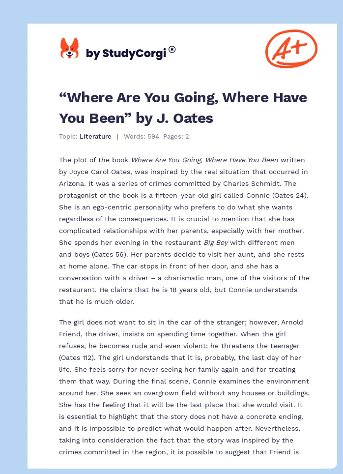 “Where Are You Going, Where Have You Been” by J. Oates. Page 1