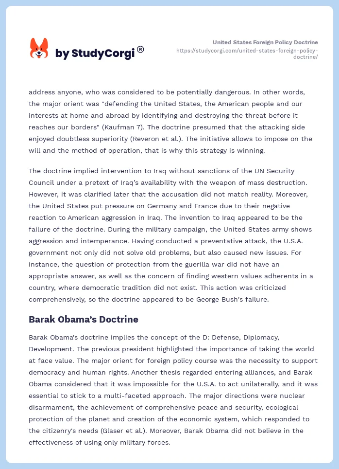 United States Foreign Policy Doctrine. Page 2