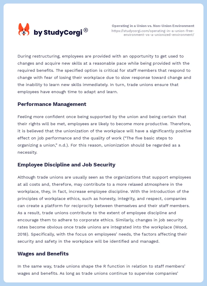 Operating in a Union vs. Non-Union Environment. Page 2