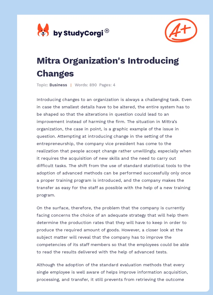 Mitra Organization's Introducing Changes. Page 1