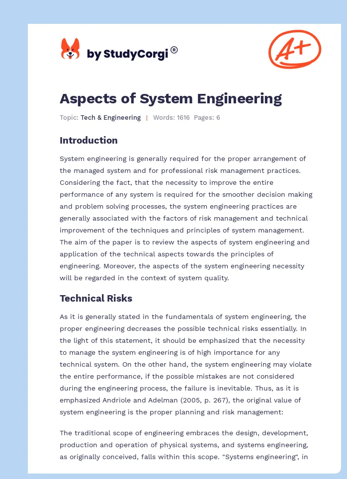 Aspects of System Engineering. Page 1
