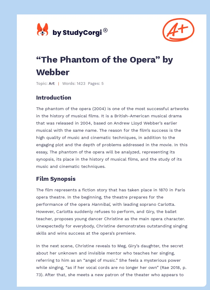 “The Phantom of the Opera” by Webber. Page 1