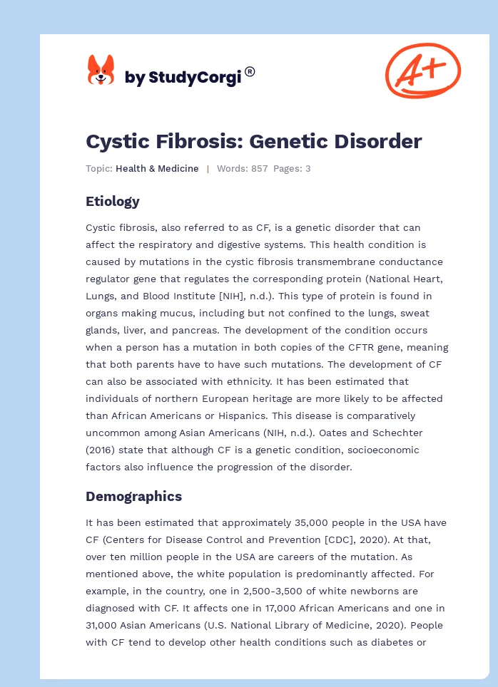 Cystic Fibrosis: Genetic Disorder. Page 1