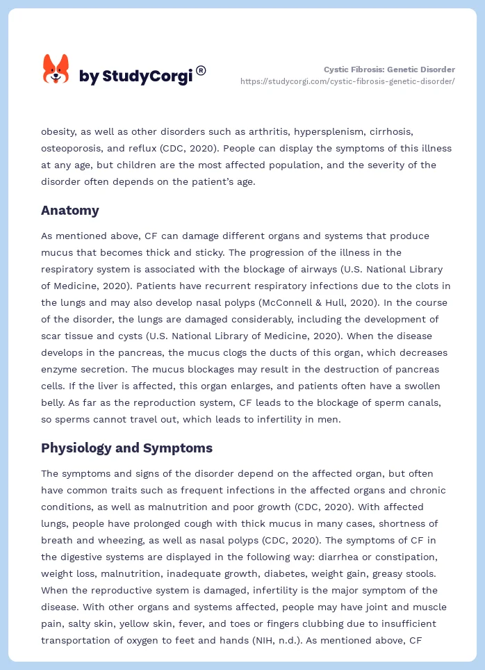 Cystic Fibrosis: Genetic Disorder. Page 2