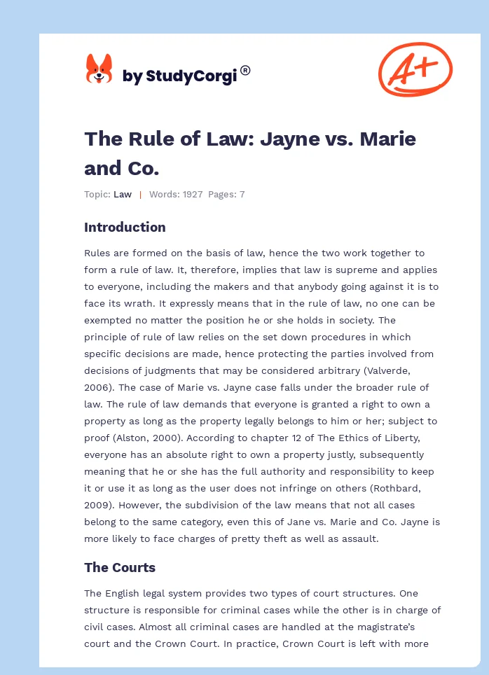 The Rule of Law: Jayne vs. Marie and Co.. Page 1