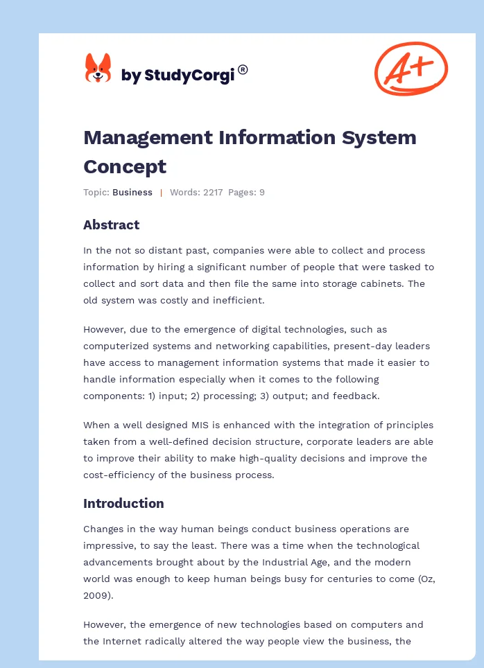 Management Information System Concept. Page 1