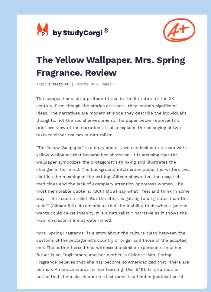 The Yellow Wallpaper. Mrs. Spring Fragrance. Review. Page 1