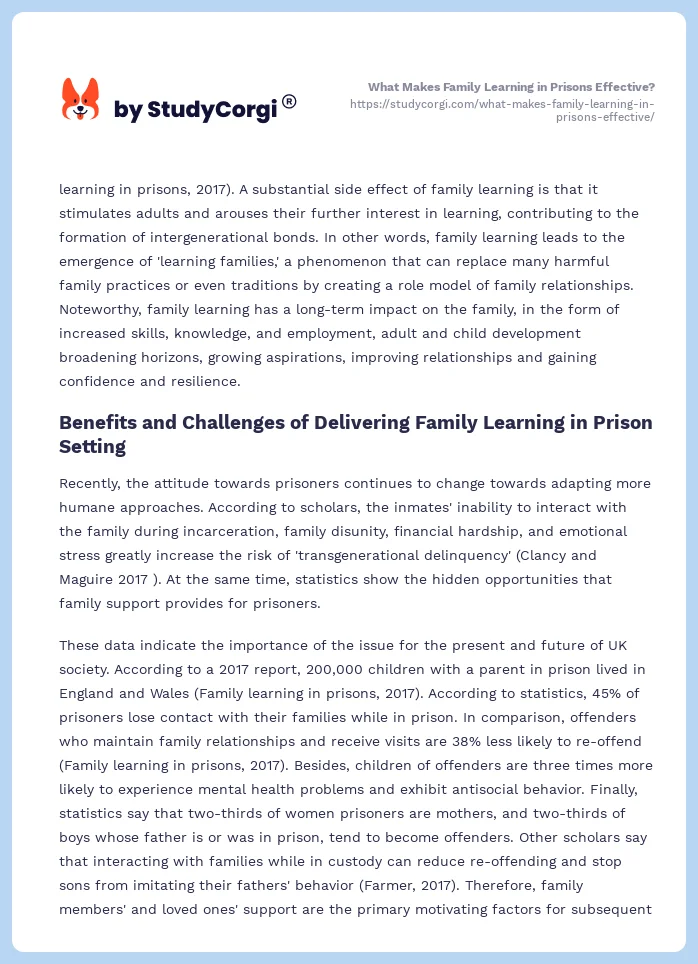 What Makes Family Learning in Prisons Effective?. Page 2