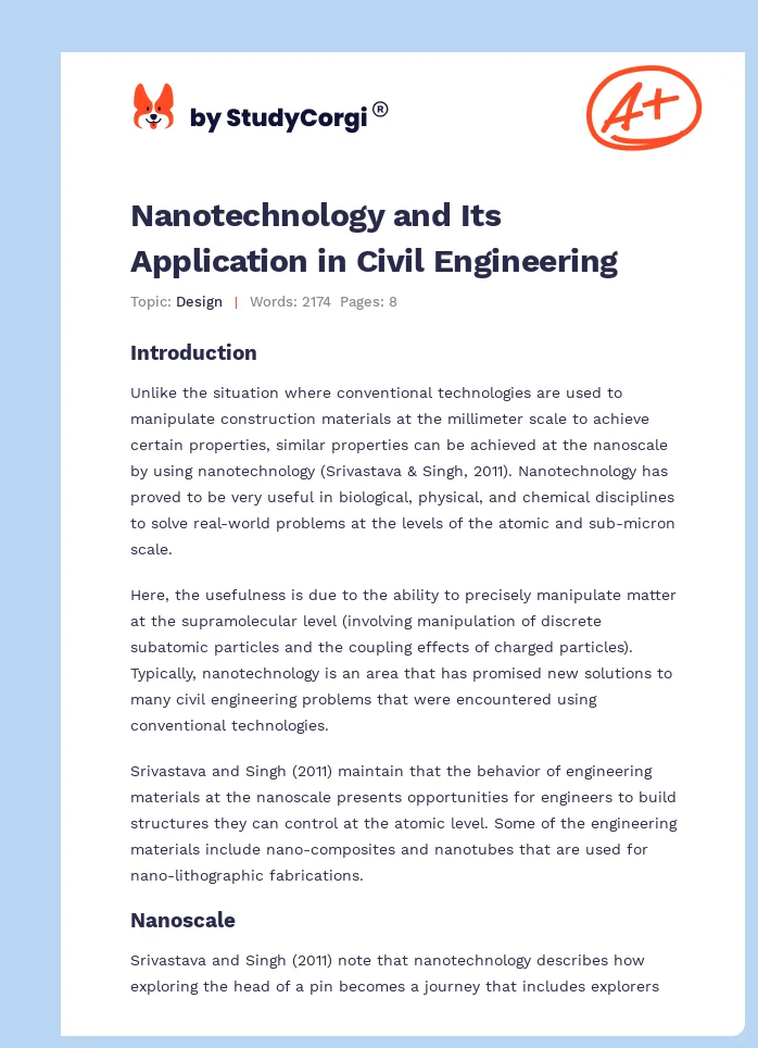 Nanotechnology and Its Application in Civil Engineering. Page 1