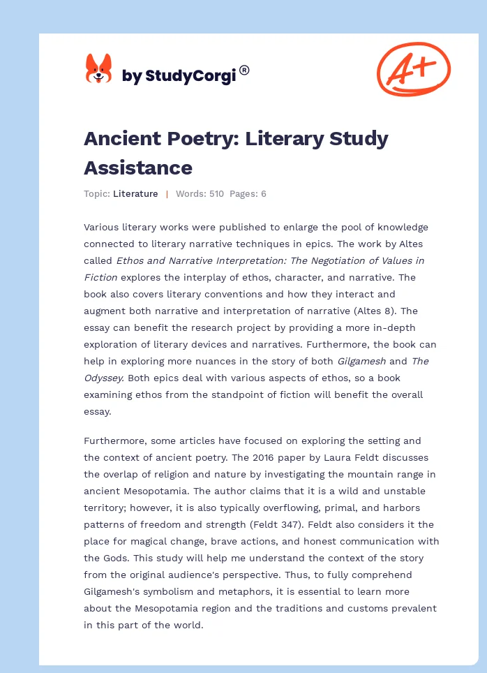 Ancient Poetry: Literary Study Assistance. Page 1