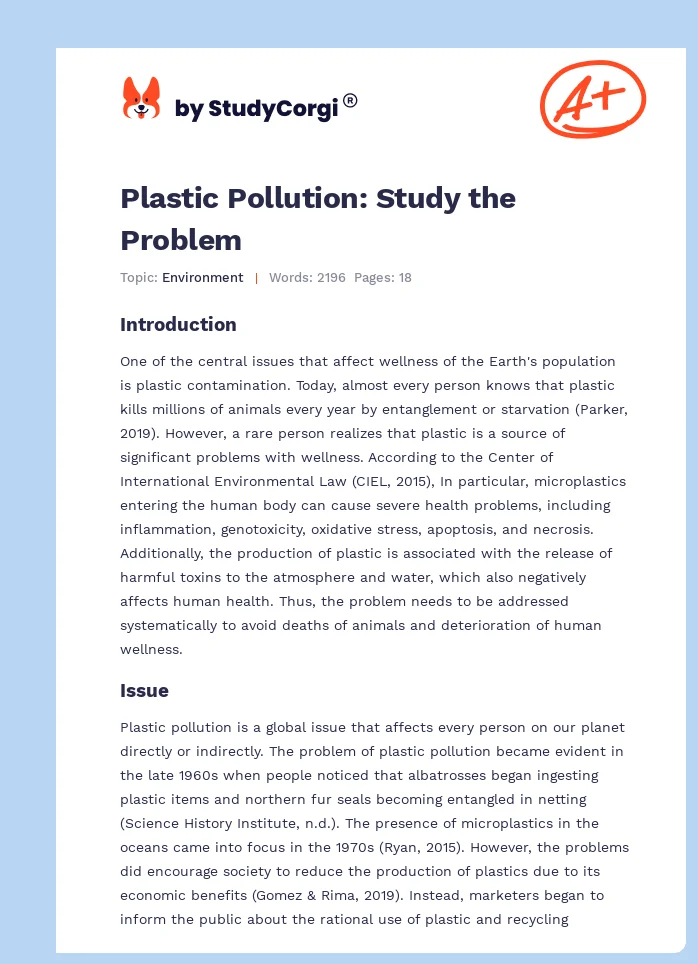 Plastic Pollution: Study the Problem. Page 1