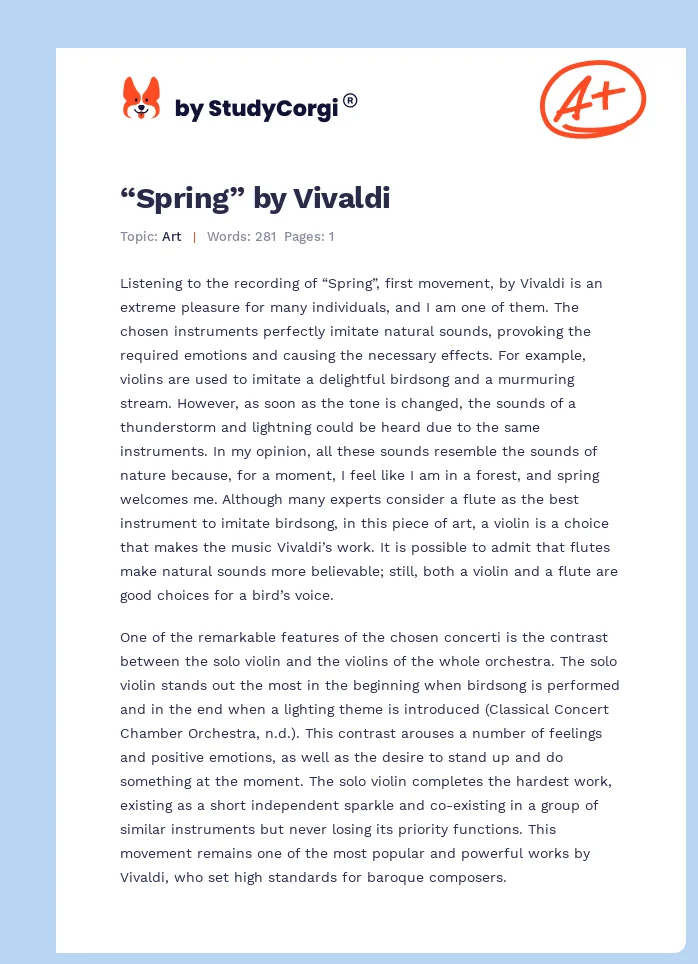 “Spring” by Vivaldi. Page 1