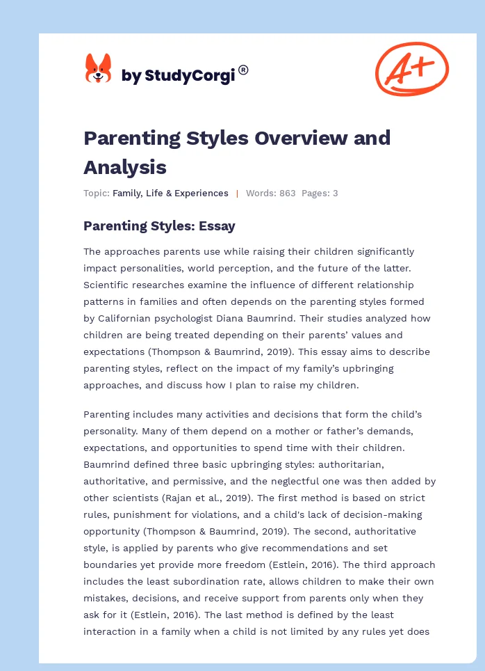 Parenting Styles Overview and Analysis. Page 1