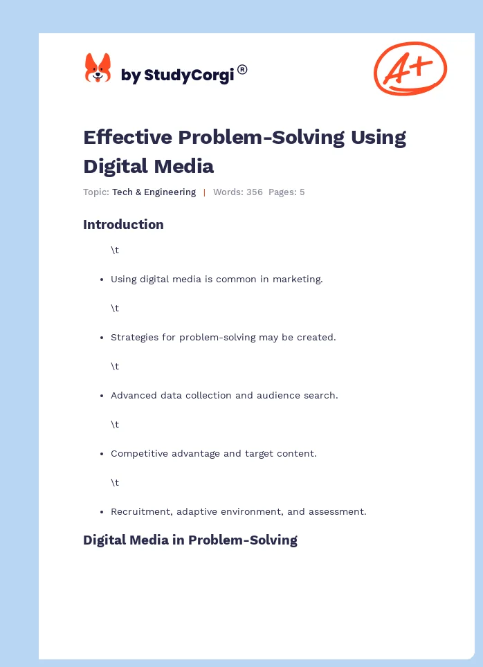 Effective Problem-Solving Using Digital Media. Page 1