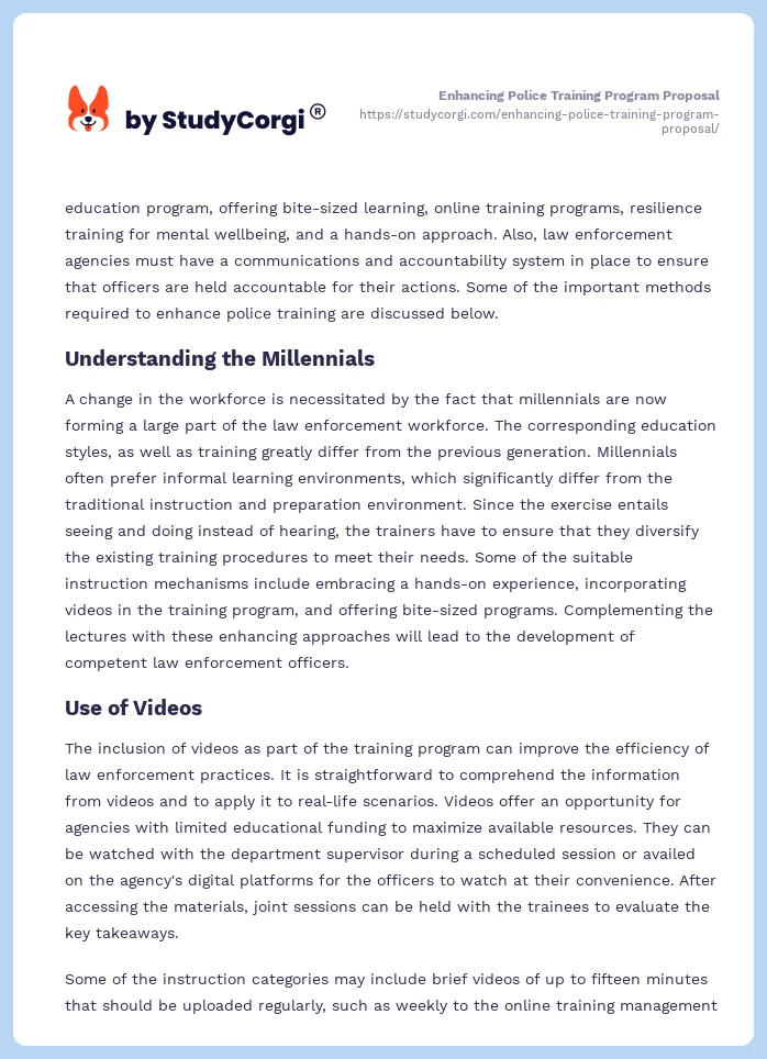 Enhancing Police Training Program Proposal. Page 2