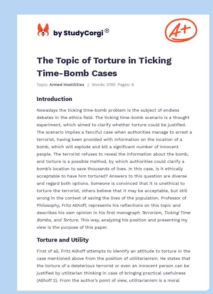 The Topic of Torture in Ticking Time-Bomb Cases. Page 1