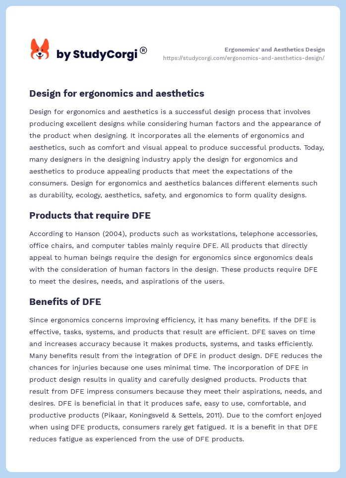 Ergonomics' and Aesthetics Design. Page 2