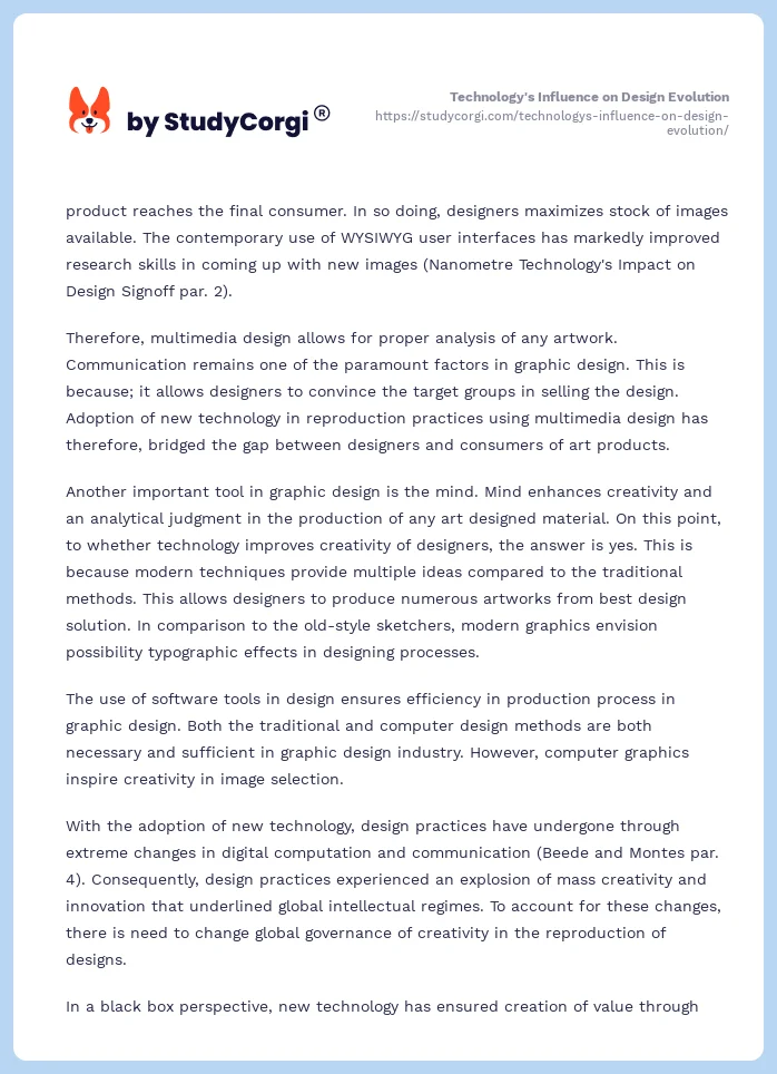 Technology's Influence on Design Evolution. Page 2