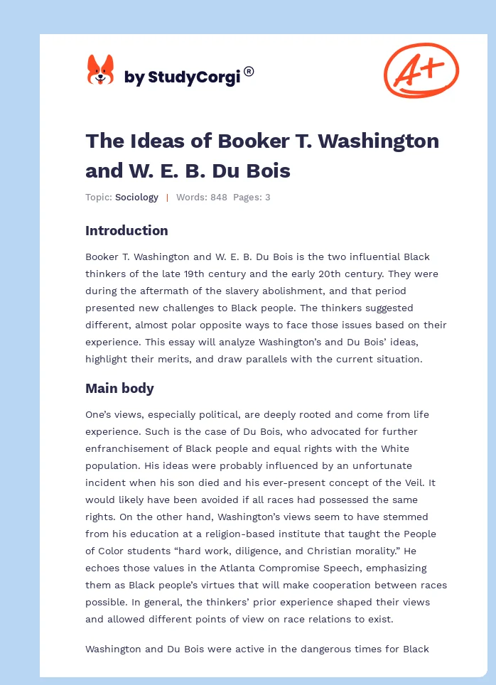 The Ideas of Booker T. Washington and W. E. B. Du Bois. Page 1