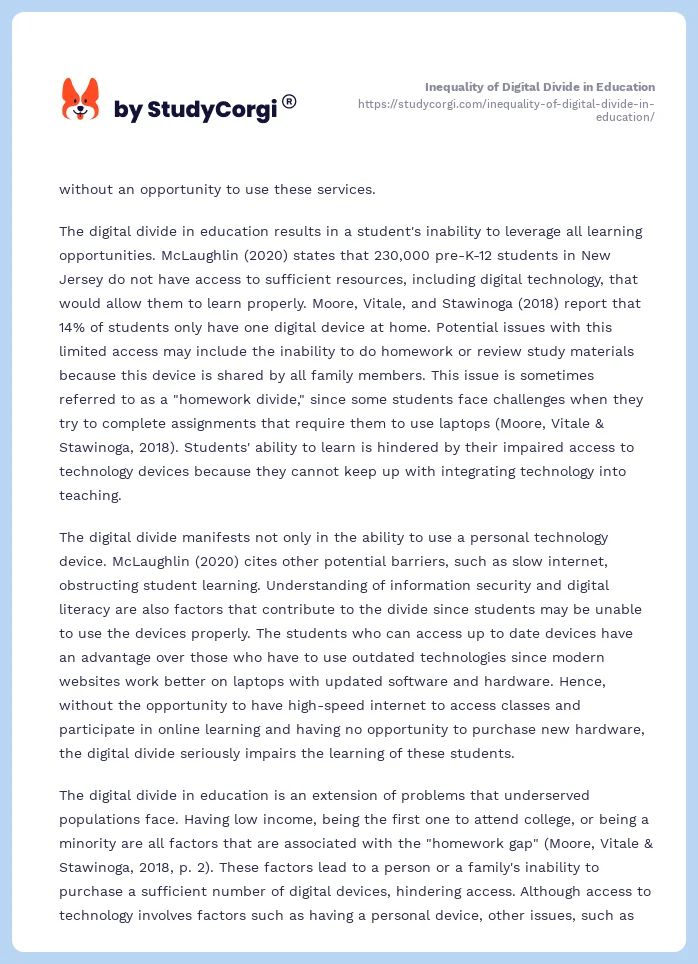 Inequality of Digital Divide in Education. Page 2