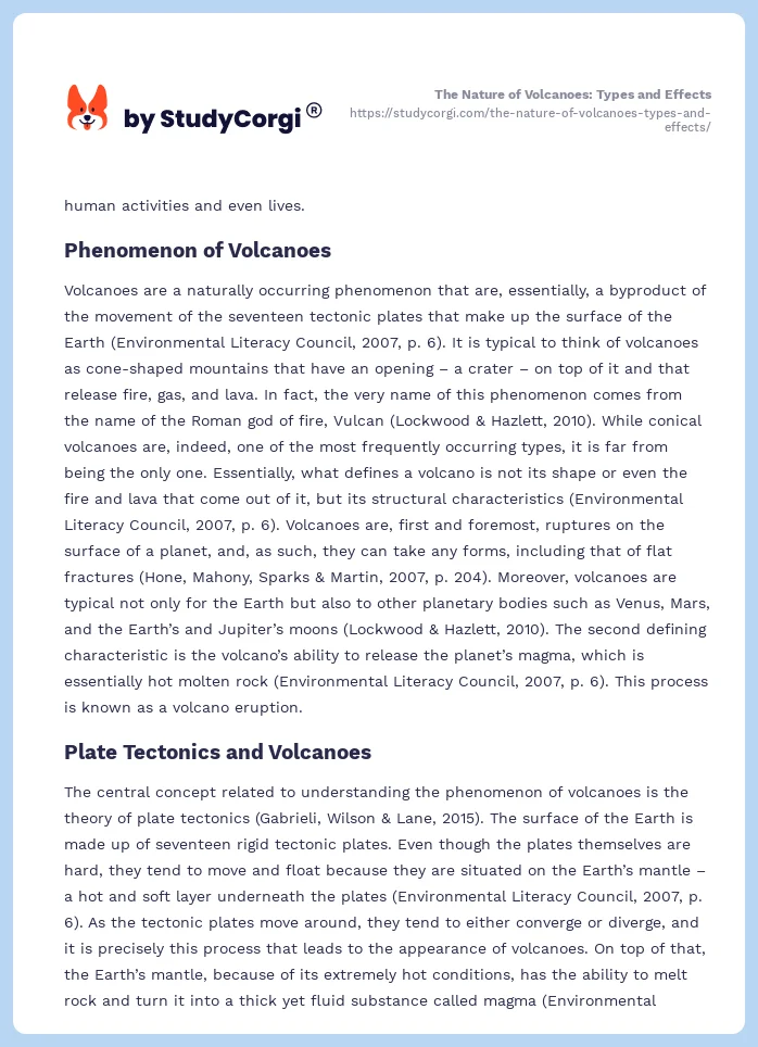 The Nature of Volcanoes: Types and Effects. Page 2