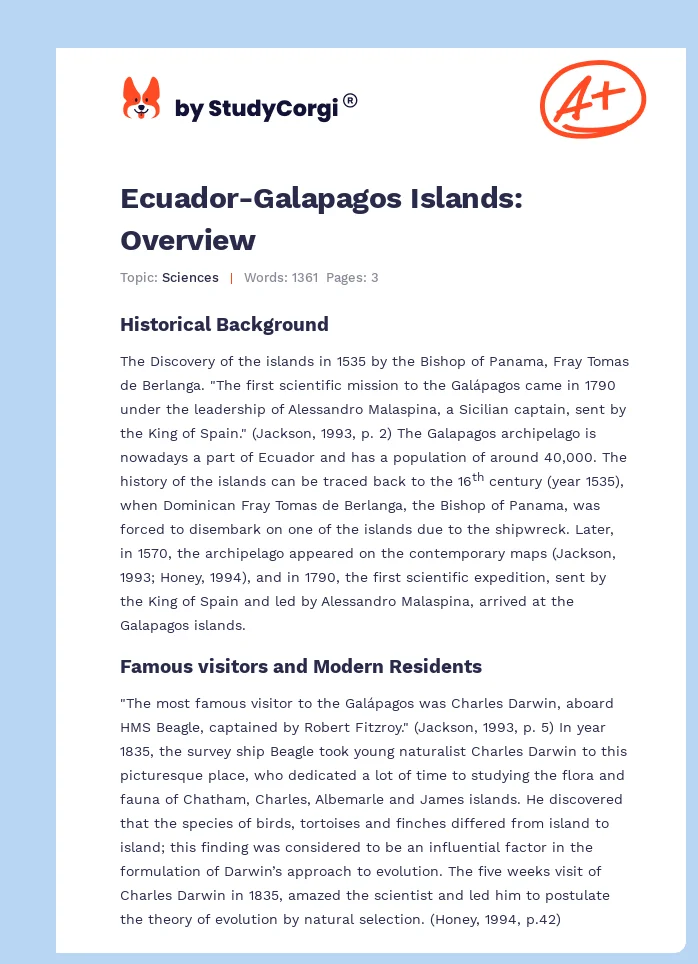 Ecuador-Galapagos Islands: Overview. Page 1
