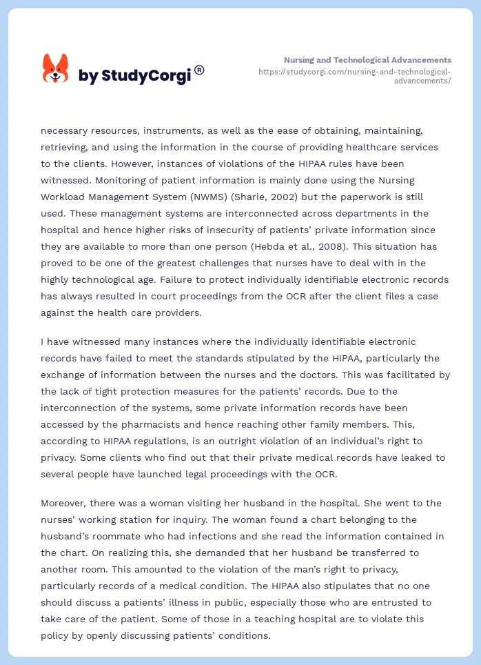 Nursing and Technological Advancements. Page 2