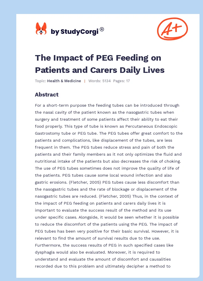 The Impact of PEG Feeding on Patients and Carers Daily Lives. Page 1
