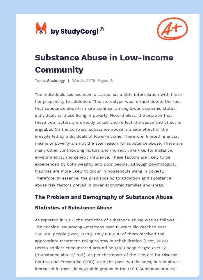 Substance Abuse in Low-Income Community. Page 1