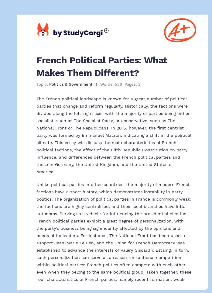 French Political Parties: What Makes Them Different?. Page 1