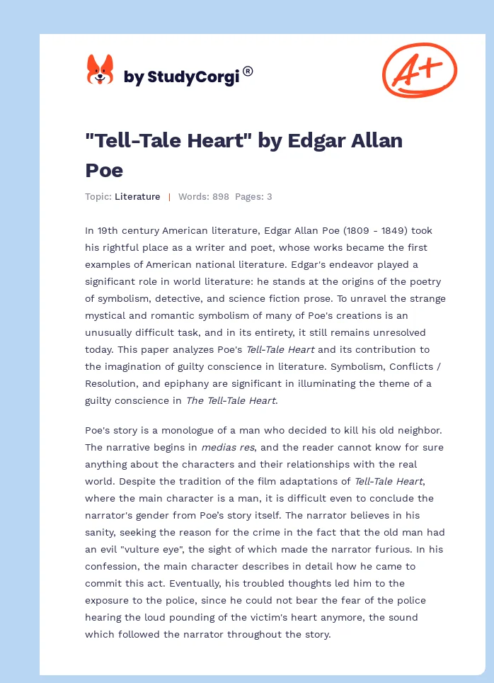"Tell-Tale Heart" by Edgar Allan Poe. Page 1