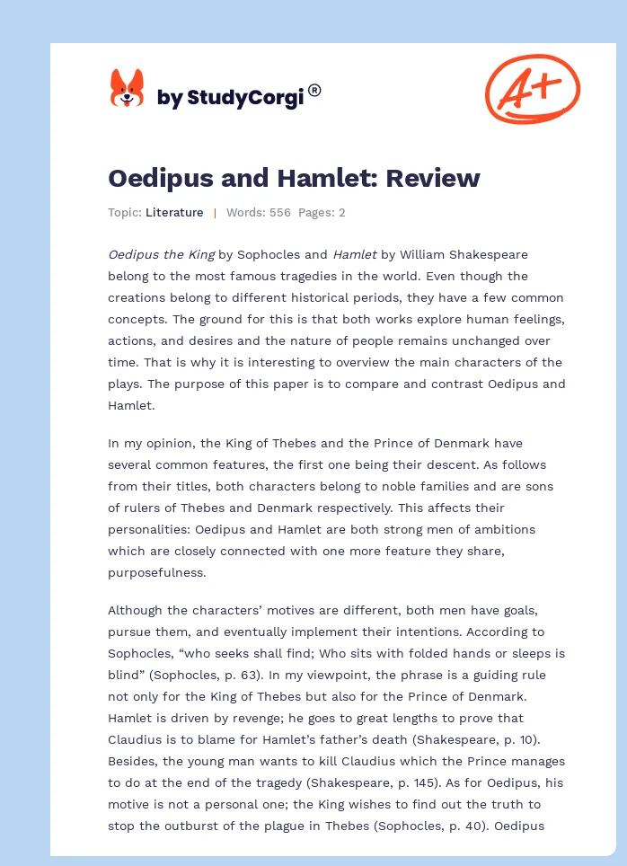 Oedipus and Hamlet: Review. Page 1