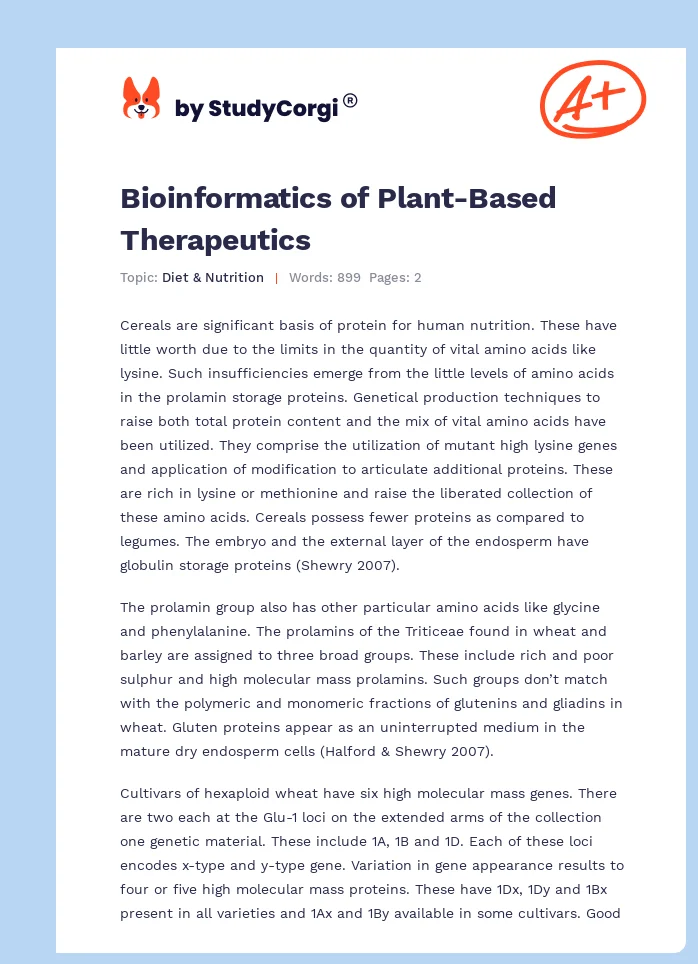 Bioinformatics of Plant-Based Therapeutics. Page 1