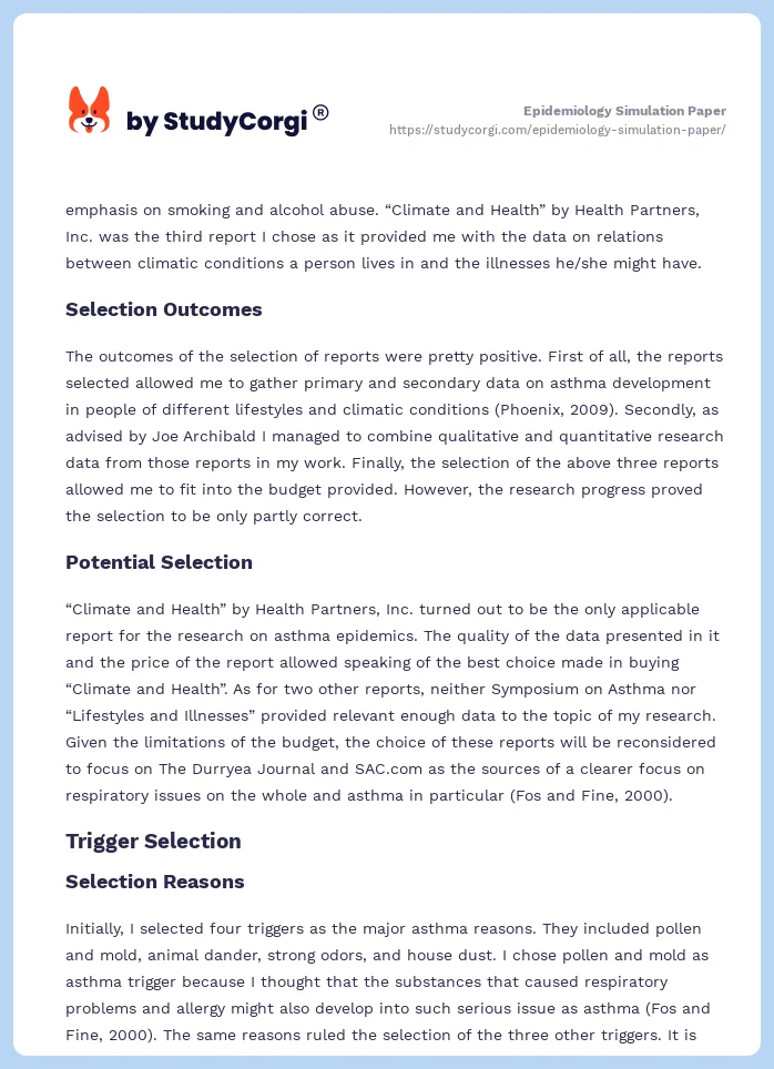 Epidemiology Simulation Paper. Page 2