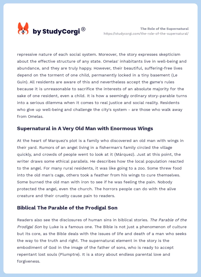 The Role of the Supernatural. Page 2