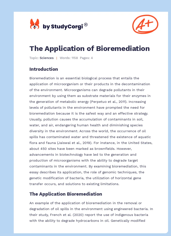 The Application of Bioremediation. Page 1