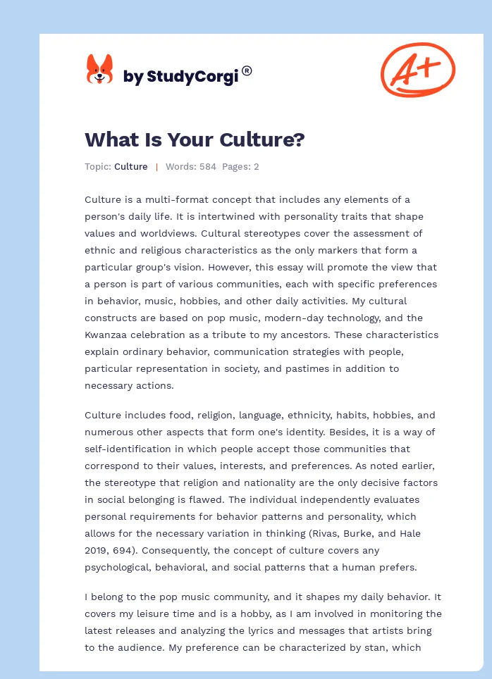 What Is Your Culture?. Page 1