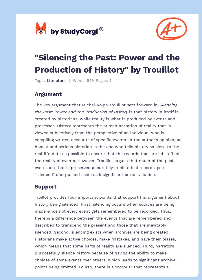 "Silencing the Past: Power and the Production of History" by Trouillot. Page 1