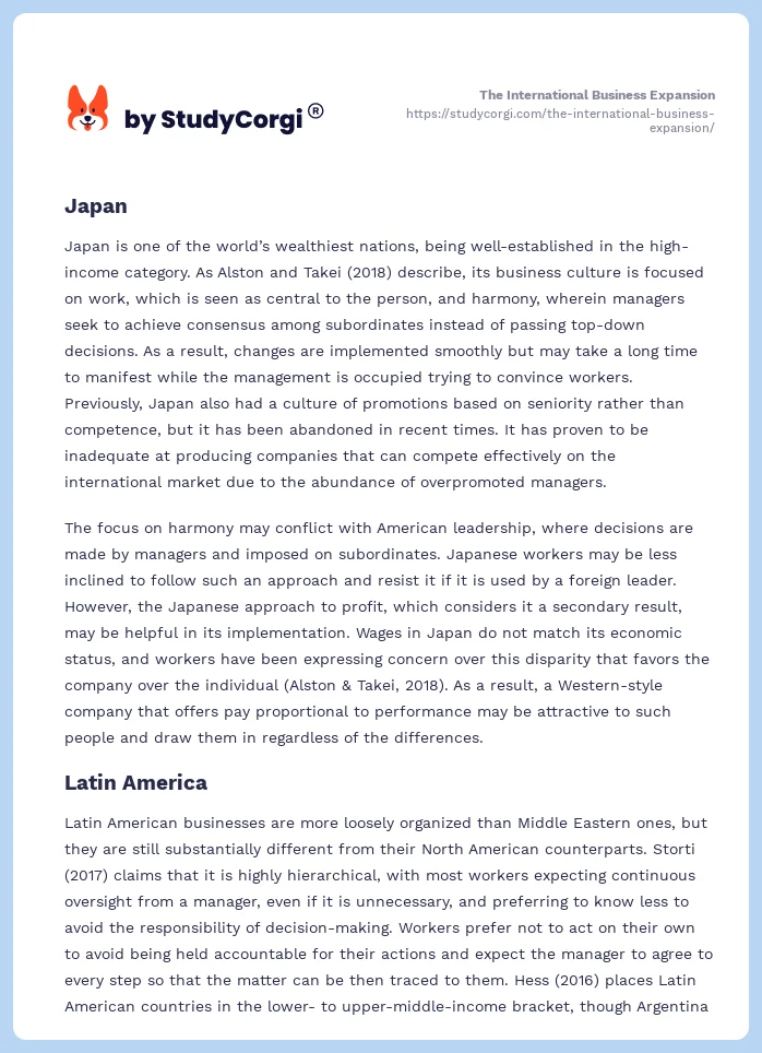 The International Business Expansion. Page 2