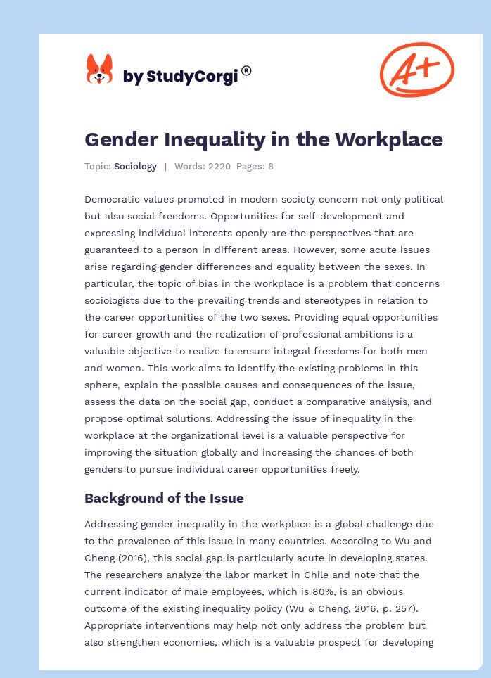 Gender Inequality in the Workplace. Page 1