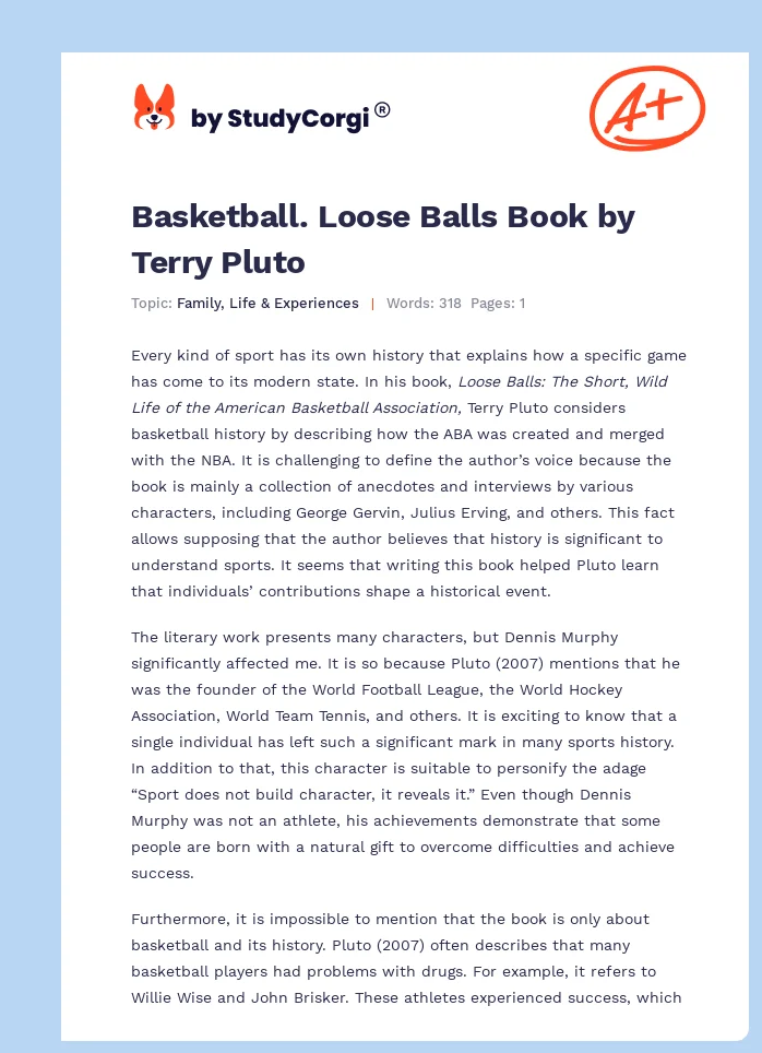 Basketball. Loose Balls Book by Terry Pluto. Page 1