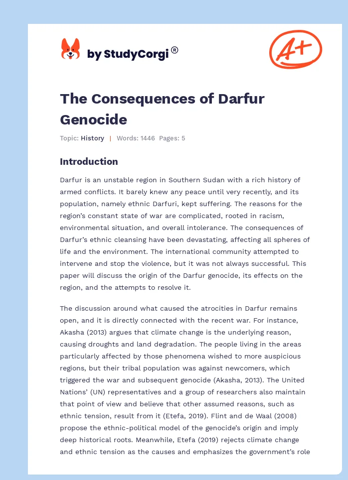 The Consequences of Darfur Genocide. Page 1