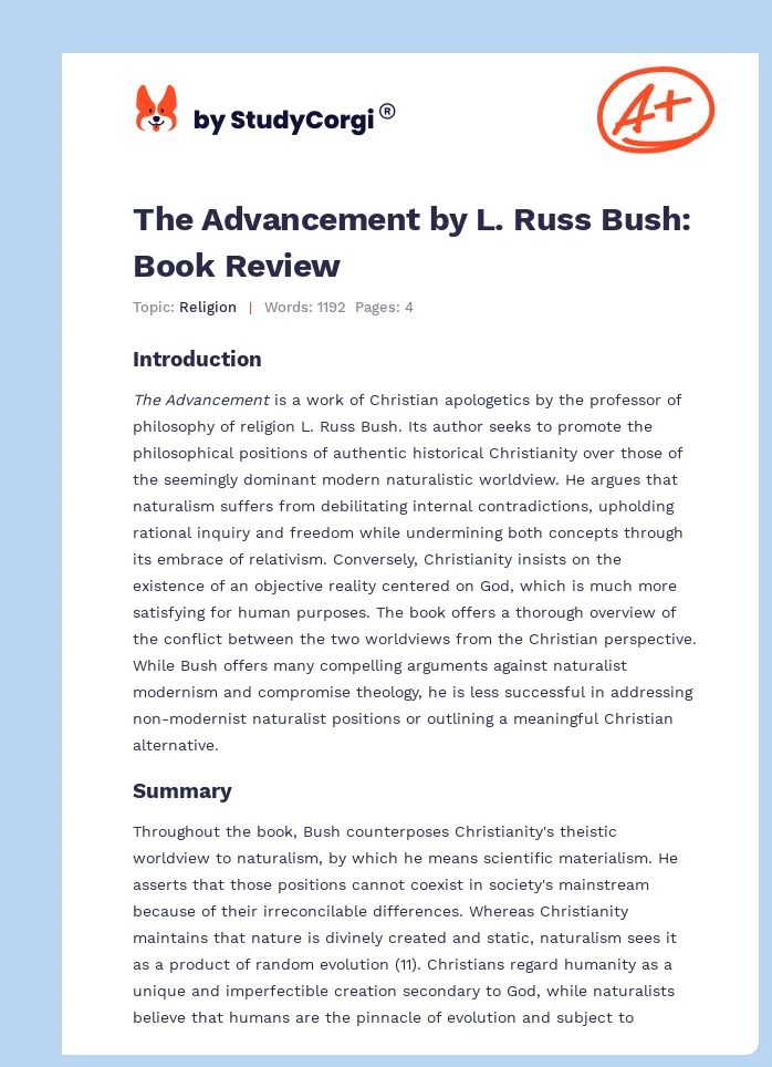 The Advancement by L. Russ Bush: Book Review. Page 1